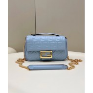 Fendi Baguette Chain Midi Bag In Blue Nappa Leather