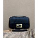 Fendi Baguette Chain Midi Bag In Black Nappa Leather