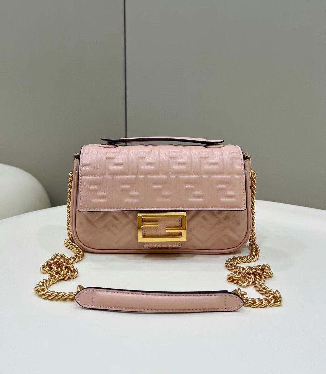 Fendi Baguette Chain Midi Bag In Powder Nappa Leather