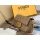 Fendi Baguette Chain Midi Bag In Taupe Nappa Leather