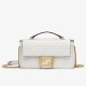 Fendi Baguette Chain Midi Bag In White Nappa Leather