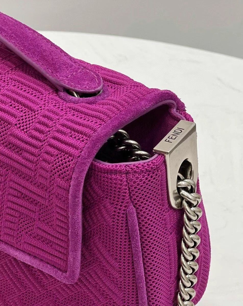 Fendi Baguette Chain Midi Bag In Fuchsia FF Fabric