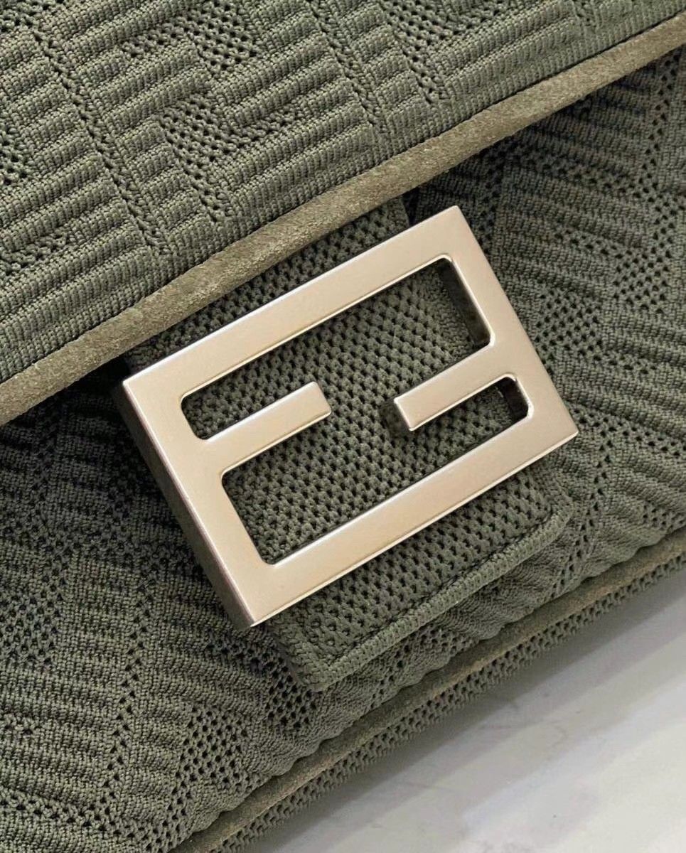 Fendi Baguette Chain Midi Bag In Green FF Fabric