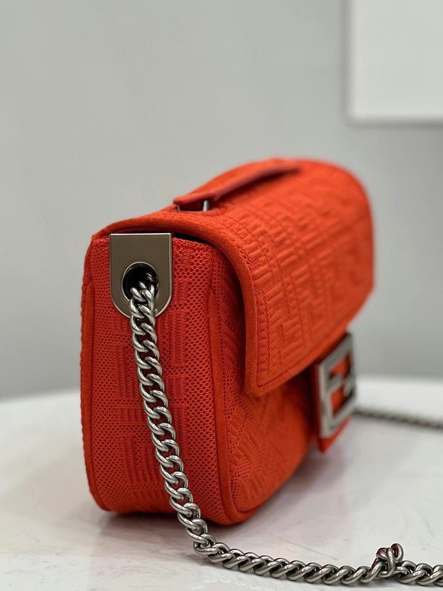 Fendi Baguette Chain Midi Bag In Piment FF Fabric