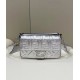 Fendi Medium Baguette Bag In Silver FF Metallic Leather