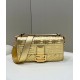 Fendi Large Baguette Bag In Gold FF Metallic Leather