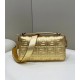 Fendi Large Baguette Bag In Gold FF Metallic Leather