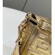 Fendi Large Baguette Bag In Gold FF Metallic Leather