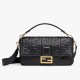 Fendi Large Baguette Bag In Black FF Nappa Leather