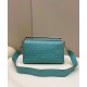 Fendi Large Baguette Bag In Blue FF Nappa Leather