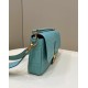 Fendi Large Baguette Bag In Blue FF Nappa Leather