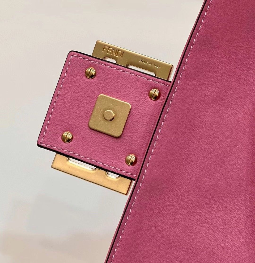 Fendi Large Baguette Bag In Pink FF Nappa Leather