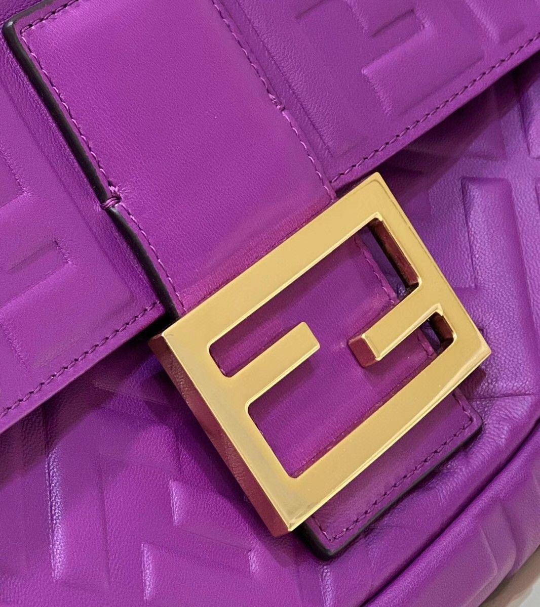 Fendi Large Baguette Bag In Purple FF Nappa Leather