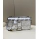 Fendi Large Baguette Bag In Silver FF Metallic Leather