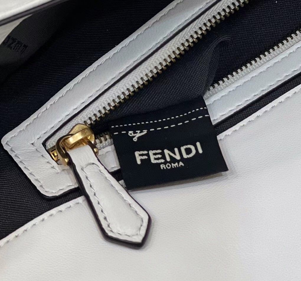 Fendi Large Baguette Bag In White FF Nappa Leather