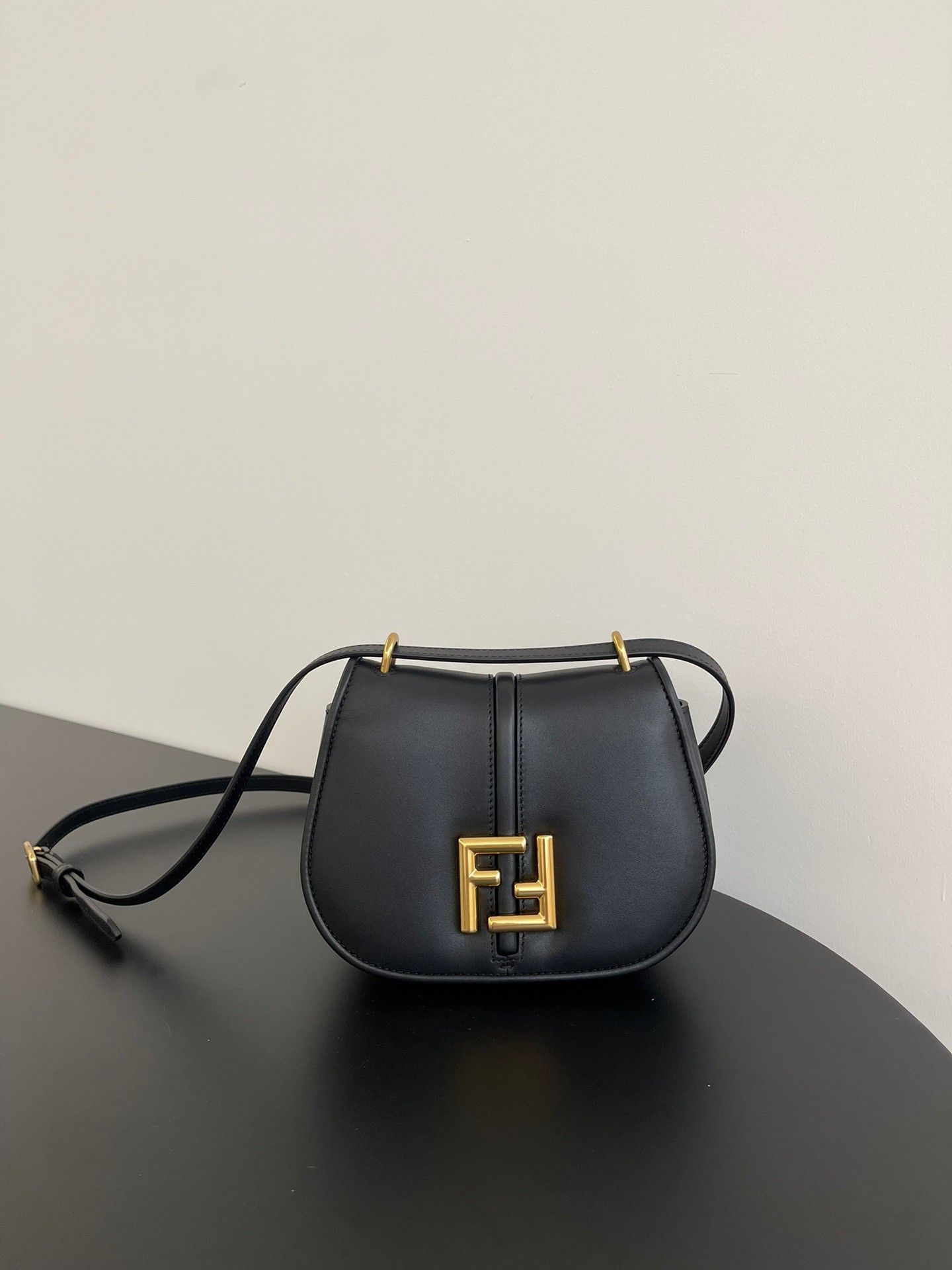 Fendi C-mon Small Bag in Black Calfskin