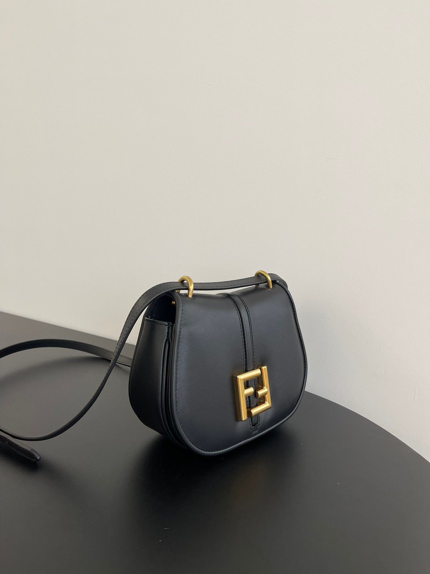 Fendi C-mon Small Bag in Black Calfskin