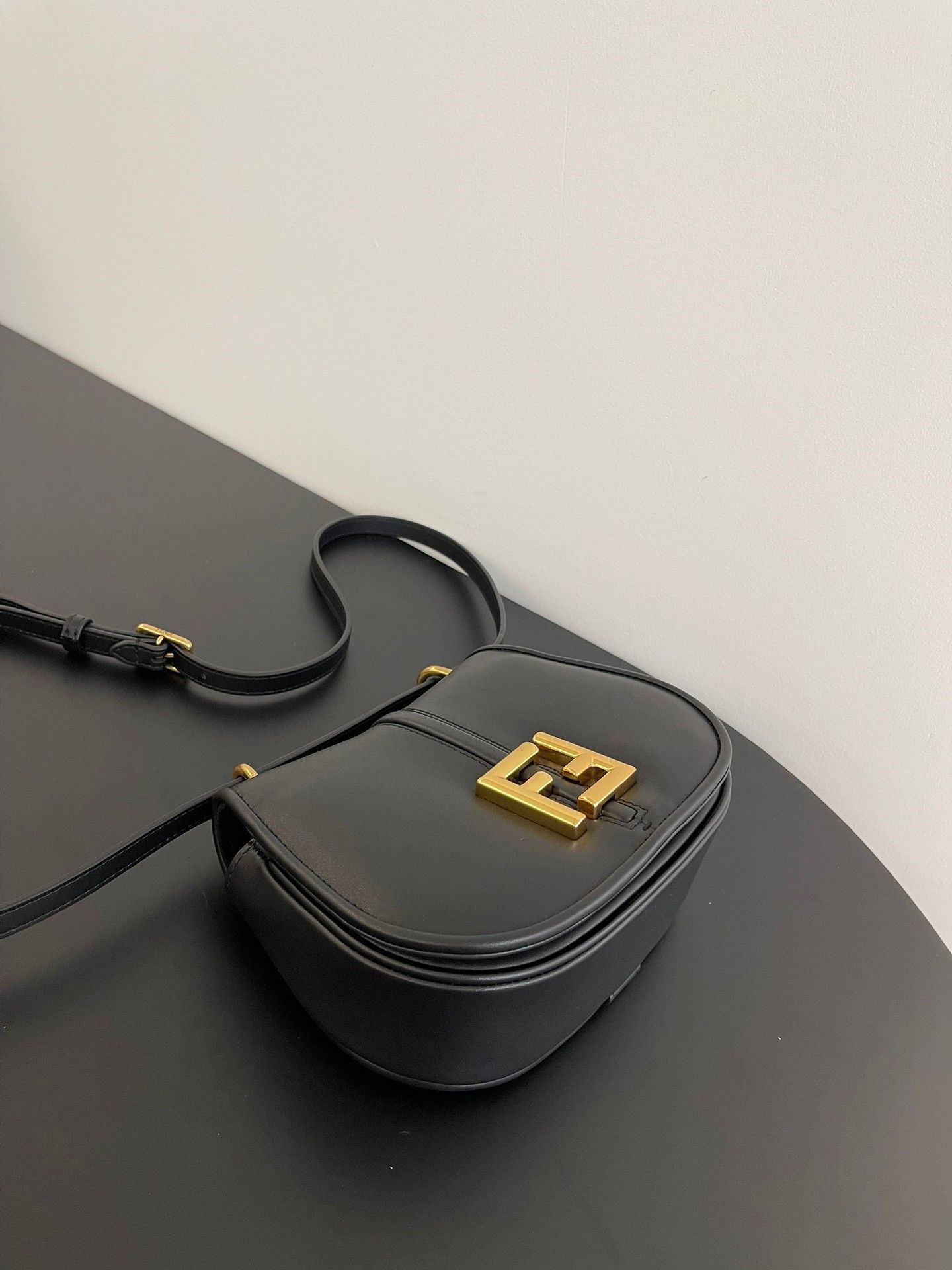 Fendi C-mon Small Bag in Black Calfskin