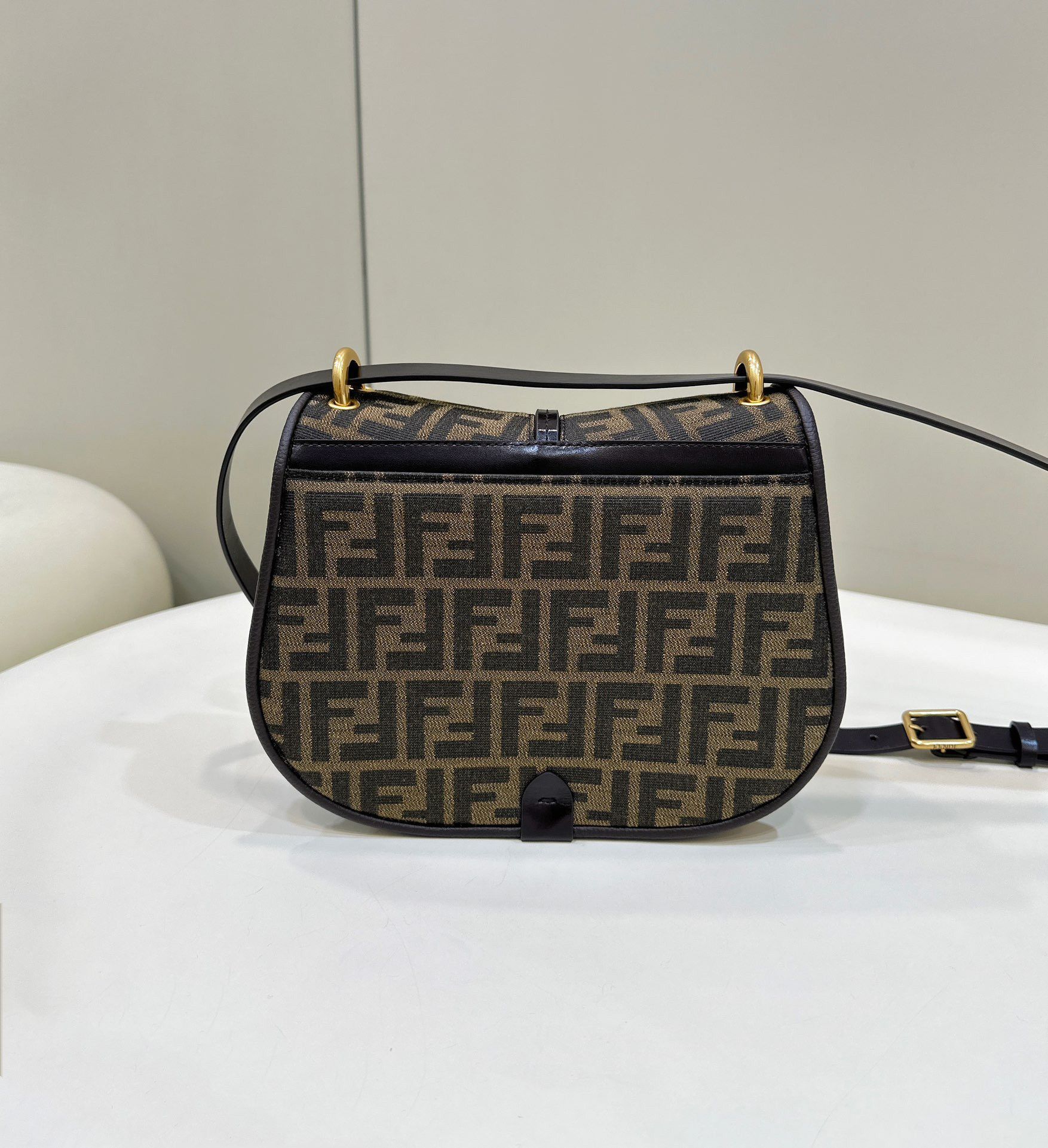 Fendi C-mon Medium Bag in FF Jacquard Fabric and Leather