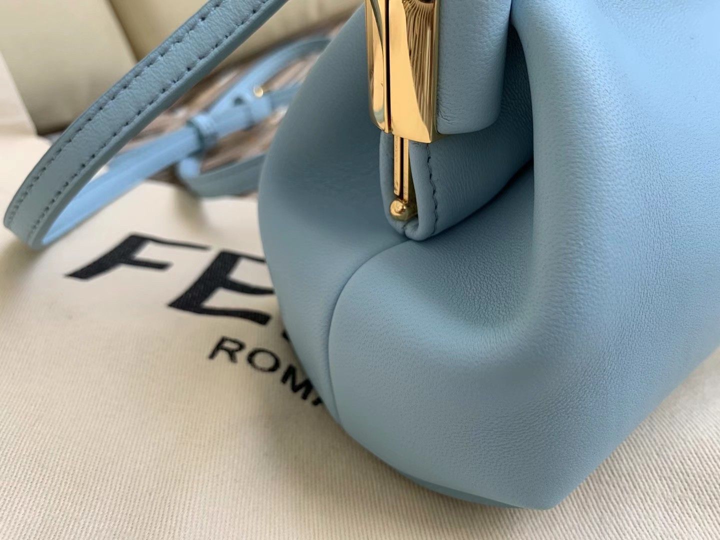 Fendi First Small Bag In Light Blue Nappa Leather