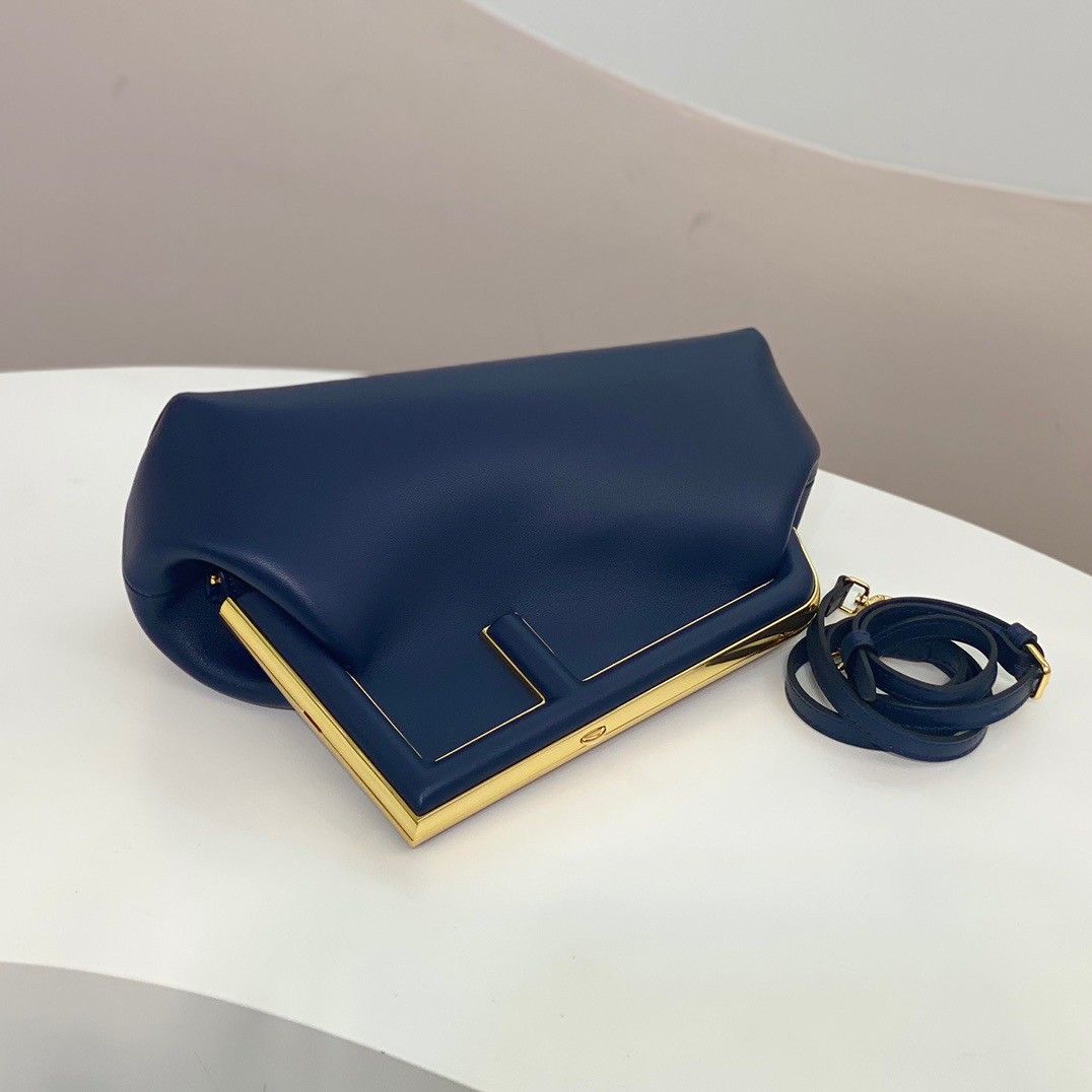 Fendi First Small Bag In Dark Blue Nappa Leather