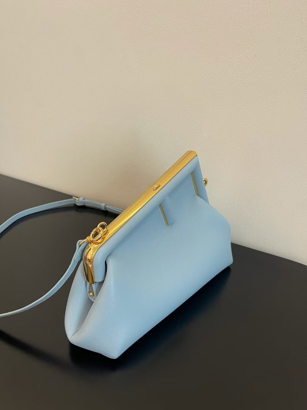 Fendi First Medium Bag In Light Blue Nappa Leather