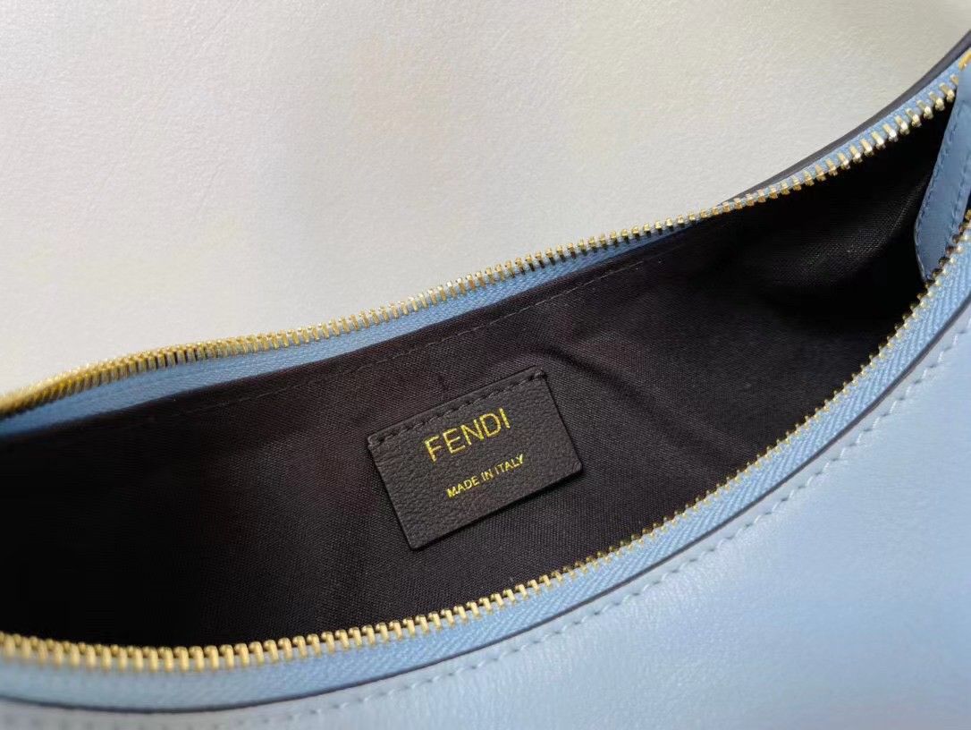 Fendi Fendigraphy Small Hobo Bag In Light Blue Leather