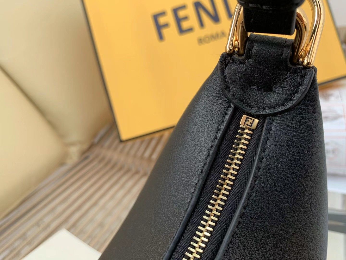 Fendi Fendigraphy Small Hobo Bag In Black Leather