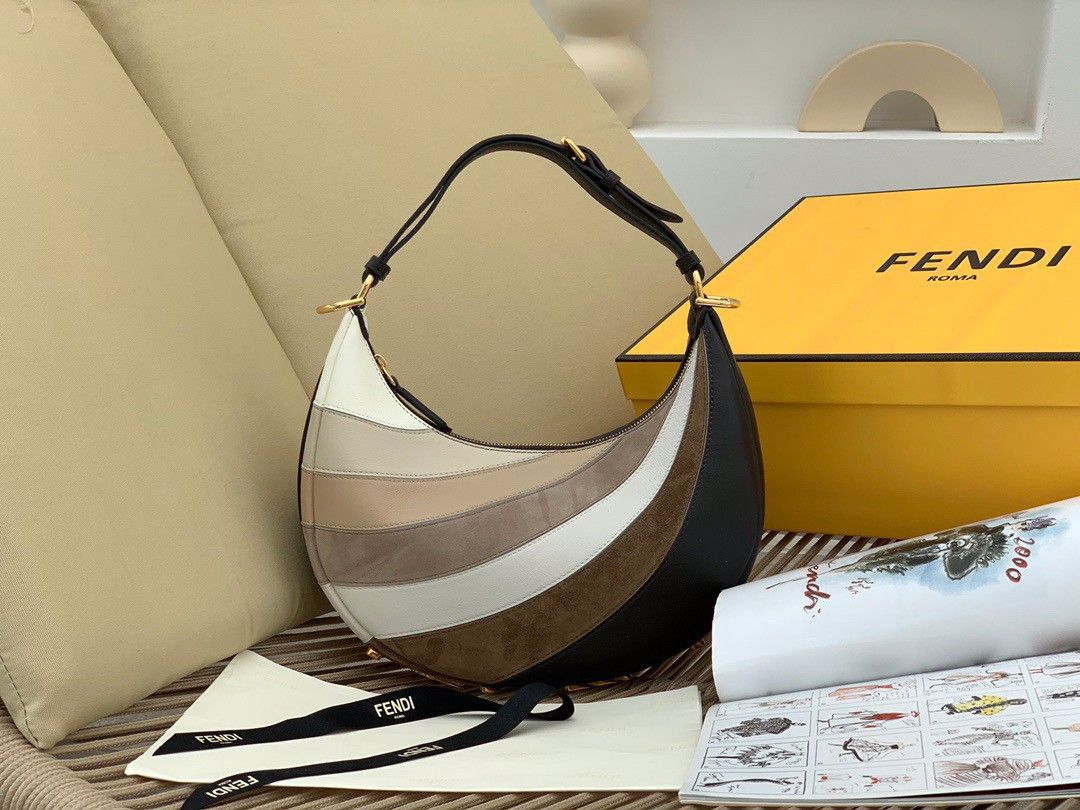 Fendi Fendigraphy Small Hobo Bag In Inlaying Leather