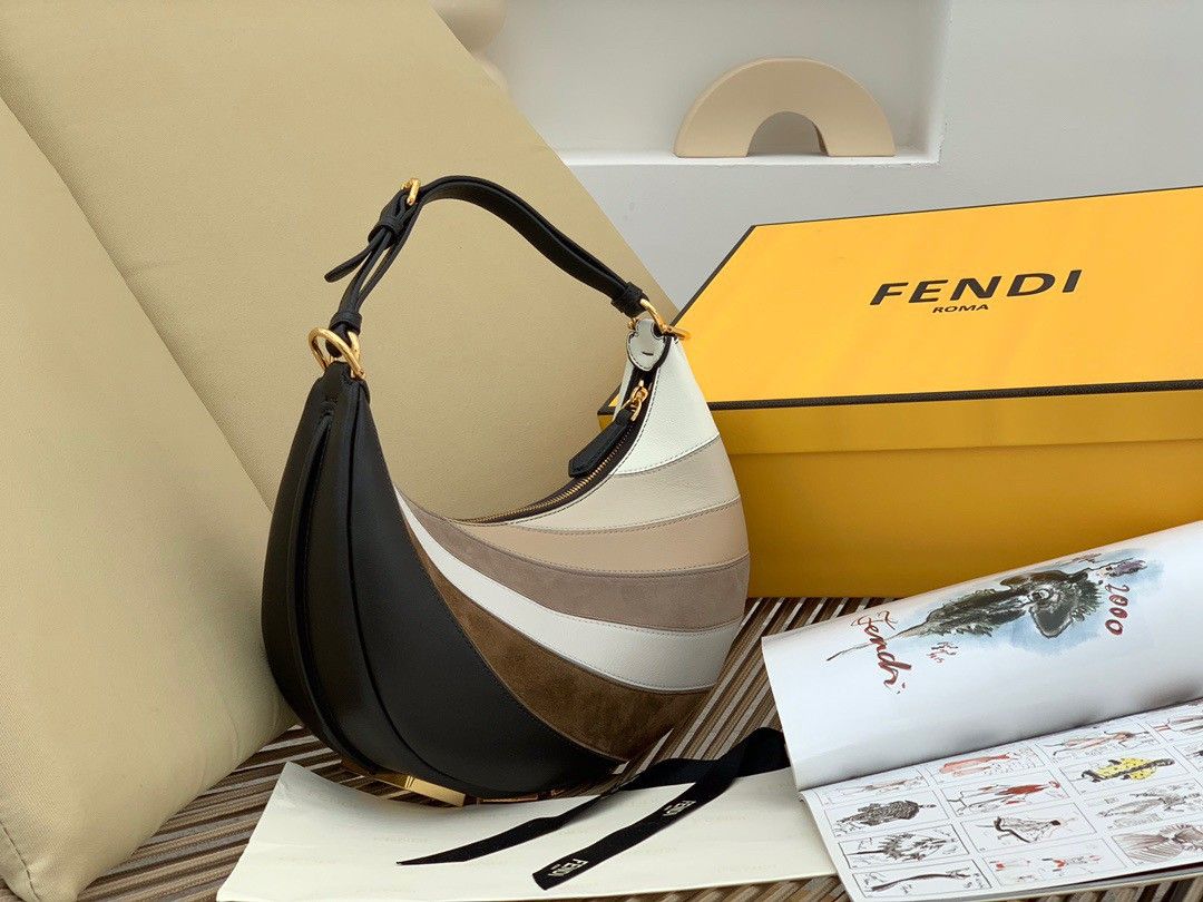 Fendi Fendigraphy Small Hobo Bag In Inlaying Leather