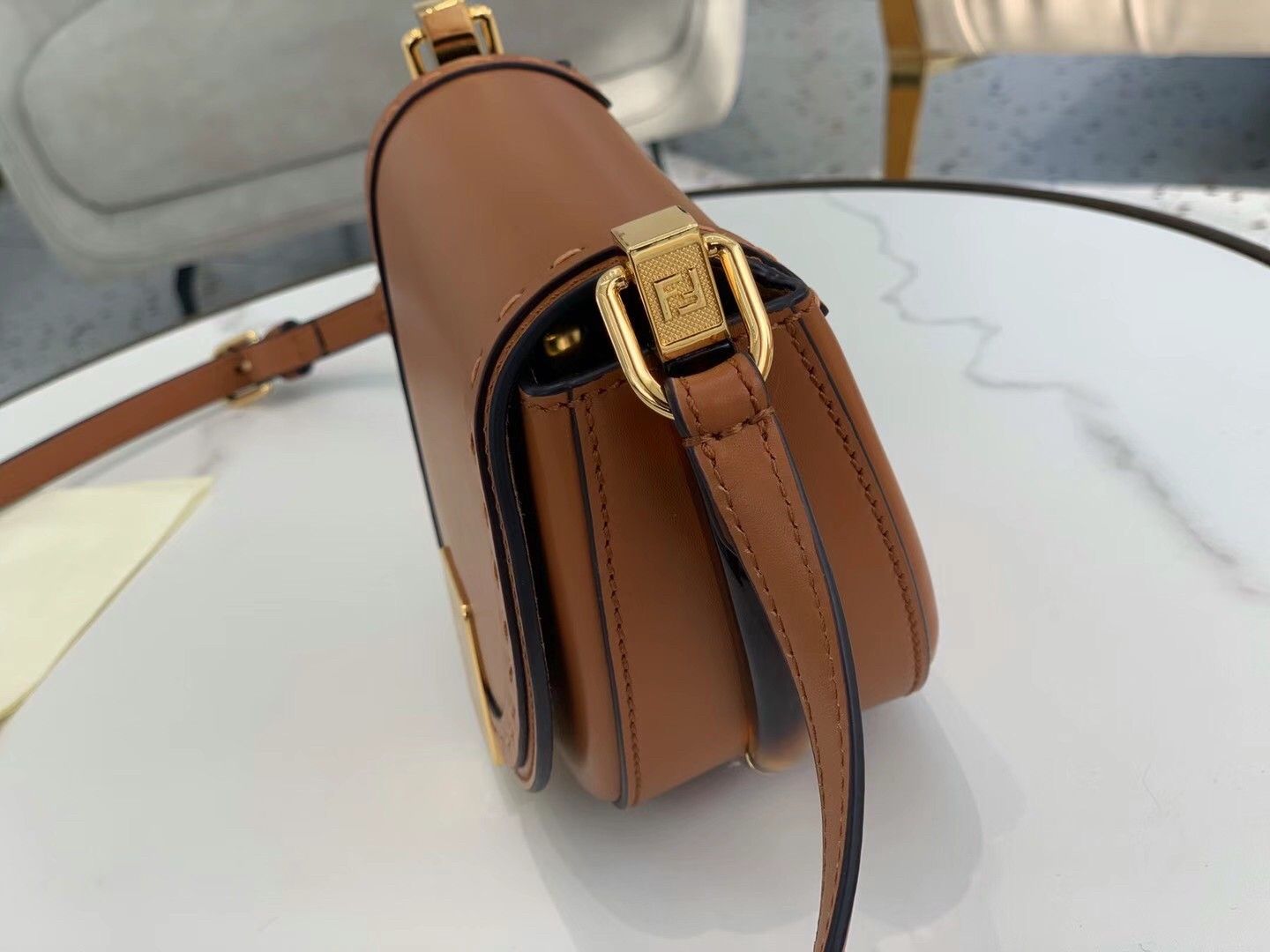 Fendi Moonlight Saddle Bag In Brown Calfskin