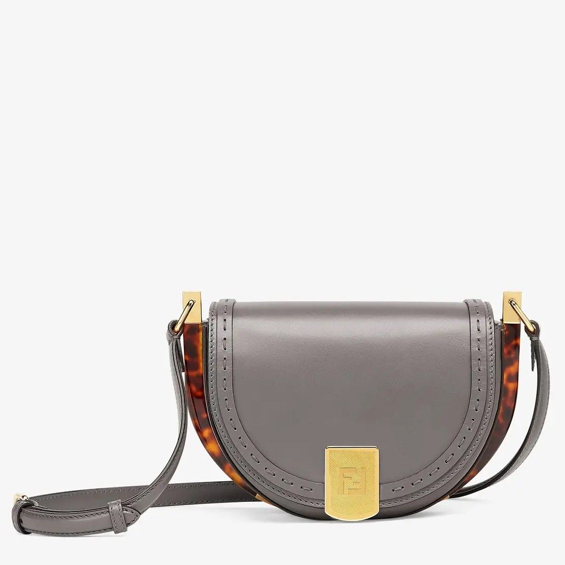 Fendi Moonlight Saddle Bag In Grey Calfskin