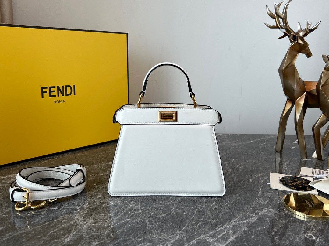 Fendi Peekaboo ISeeU Petite Bag In White Nappa Leather