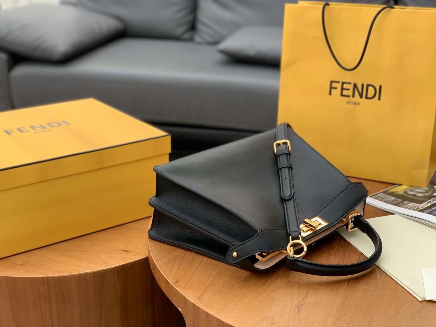 Fendi Peekaboo ISeeU Medium Bag In Black Calfskin