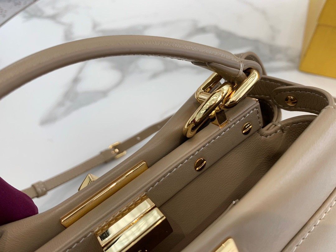 Fendi Peekaboo Mini Bag In Dove Grey Nappa Leather