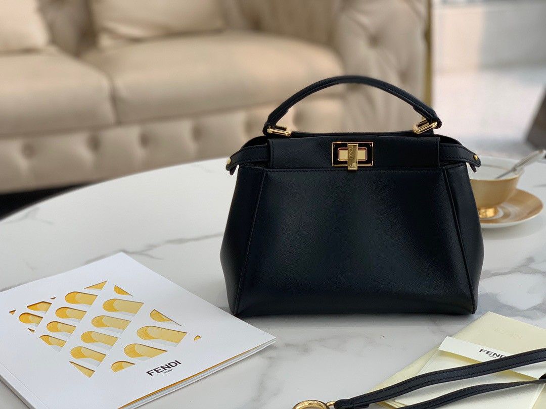 Fendi Peekaboo Mini Bag In Black Nappa Leather