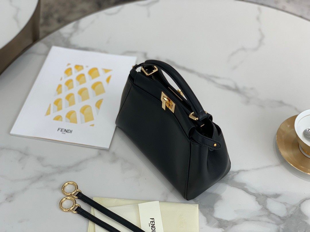 Fendi Peekaboo Mini Bag In Black Nappa Leather