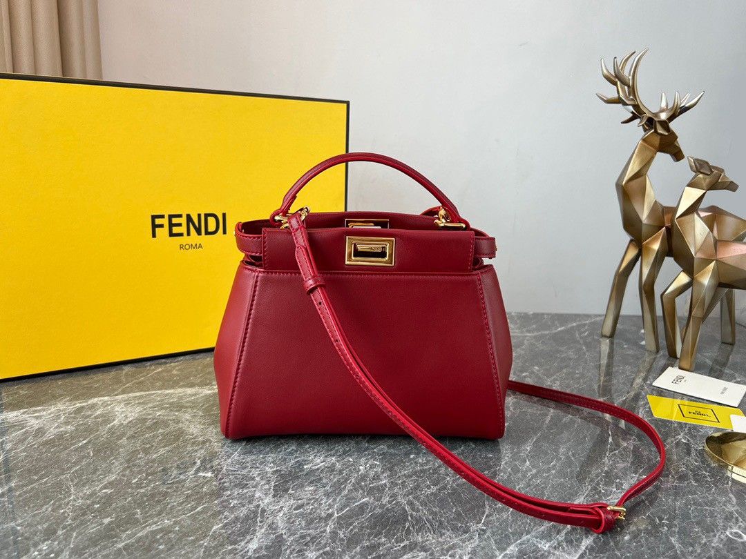 Fendi Peekaboo Mini Bag In Red Nappa Leather