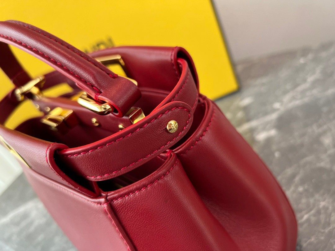 Fendi Peekaboo Mini Bag In Red Nappa Leather