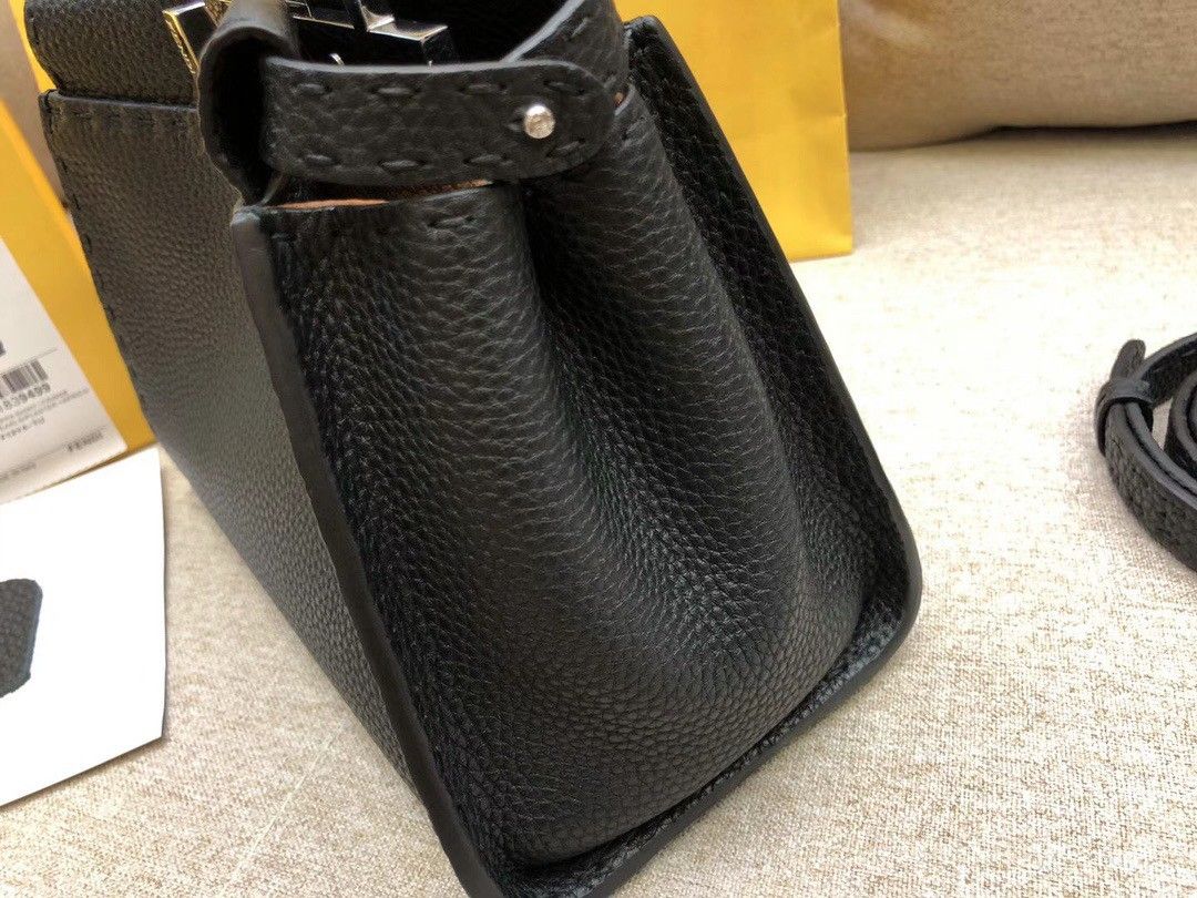 Fendi Peekaboo Mini Selleria Bag In Black Romano Leather