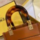 Fendi Mini Sunshine Shopper Bag In Brown Leather