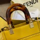 Fendi Mini Sunshine Shopper Bag In Yellow Leather