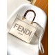 Fendi Sunshine Small Tote Bag In White Calfskin