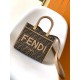 Fendi Sunshine Small Tote Bag in Brown FF Jacquard Fabric