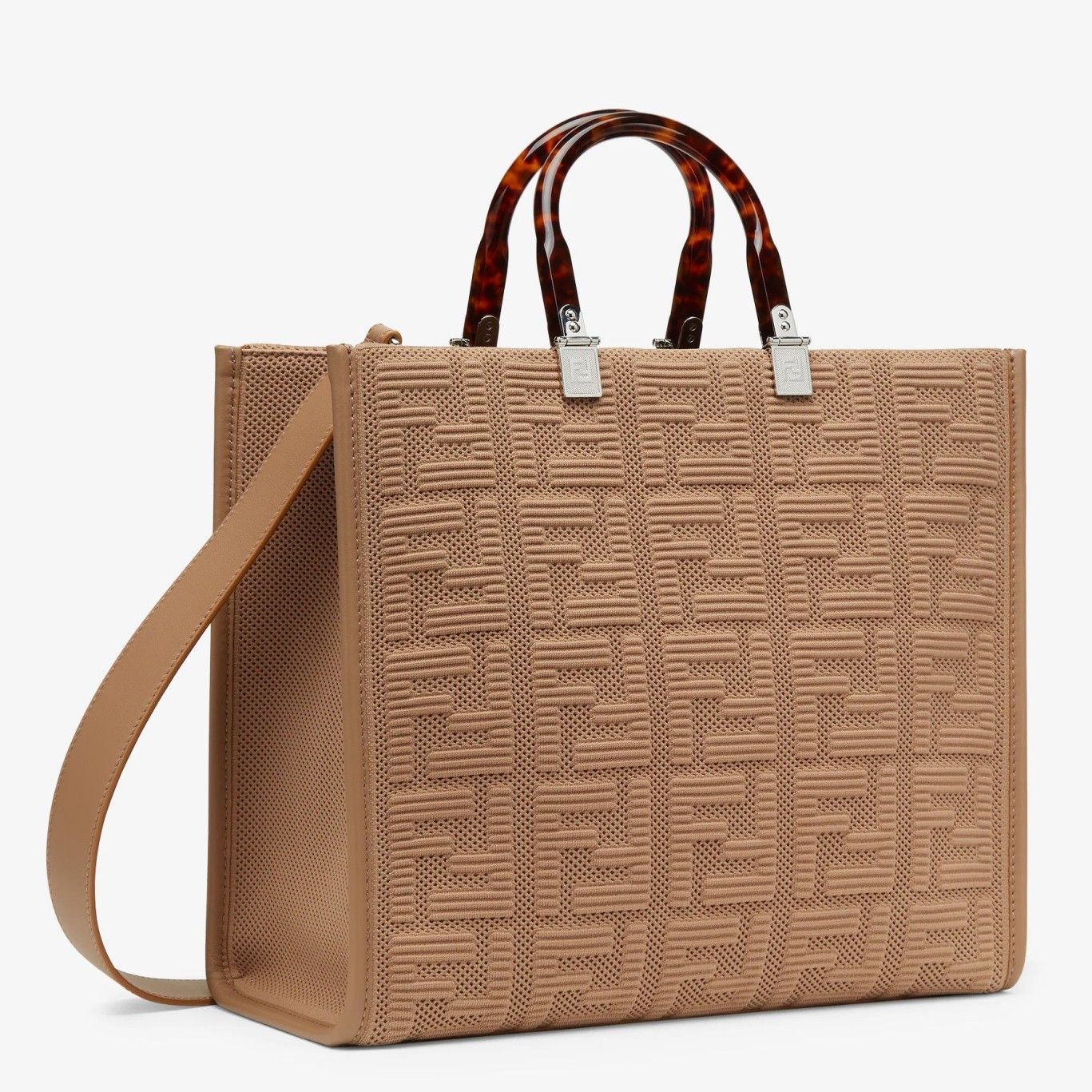 Fendi Sunshine Medium Tote Bag In Beige FF Fabric