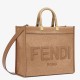 Fendi Sunshine Medium Tote Bag In Brown Flannel