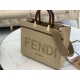 Fendi Sunshine Medium Tote Bag In Beige Canvas