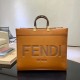 Fendi Sunshine Large Tote Bag In Brown Calfskin