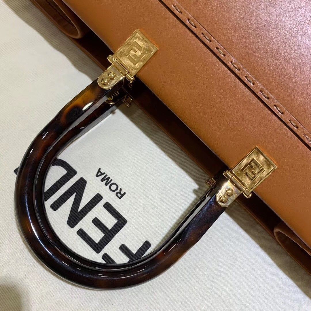 Fendi Sunshine Large Tote Bag In Brown Calfskin