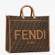 Fendi Sunshine Large Tote Bag in Brown FF Jacquard Fabric